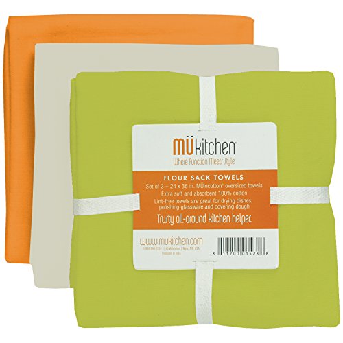 Mu Kitchen Set of 3 Flour Sack Towels, Multiple Colors