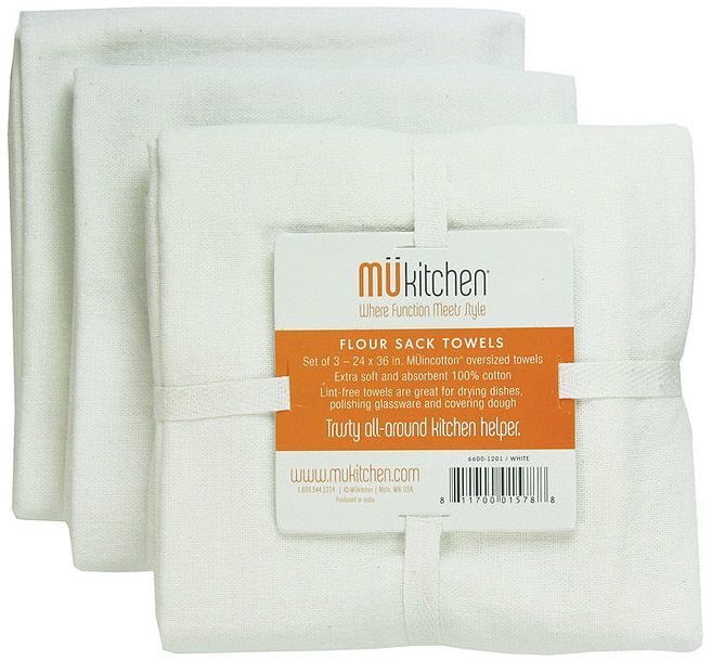 Mu Kitchen Set of 3 Flour Sack Towels, Multiple Colors