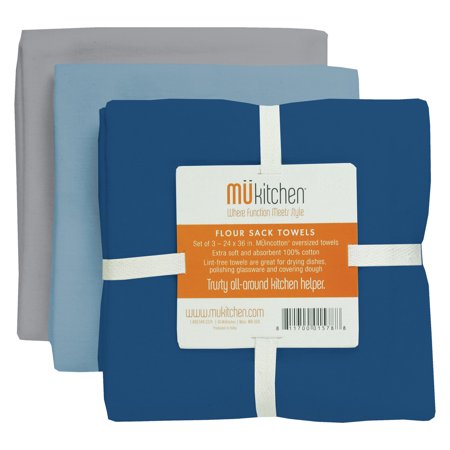 Mu Kitchen Set of 3 Flour Sack Towels, Multiple Colors