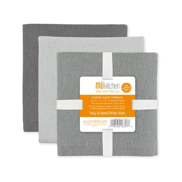 Mu Kitchen Set of 3 Flour Sack Towels, Multiple Colors